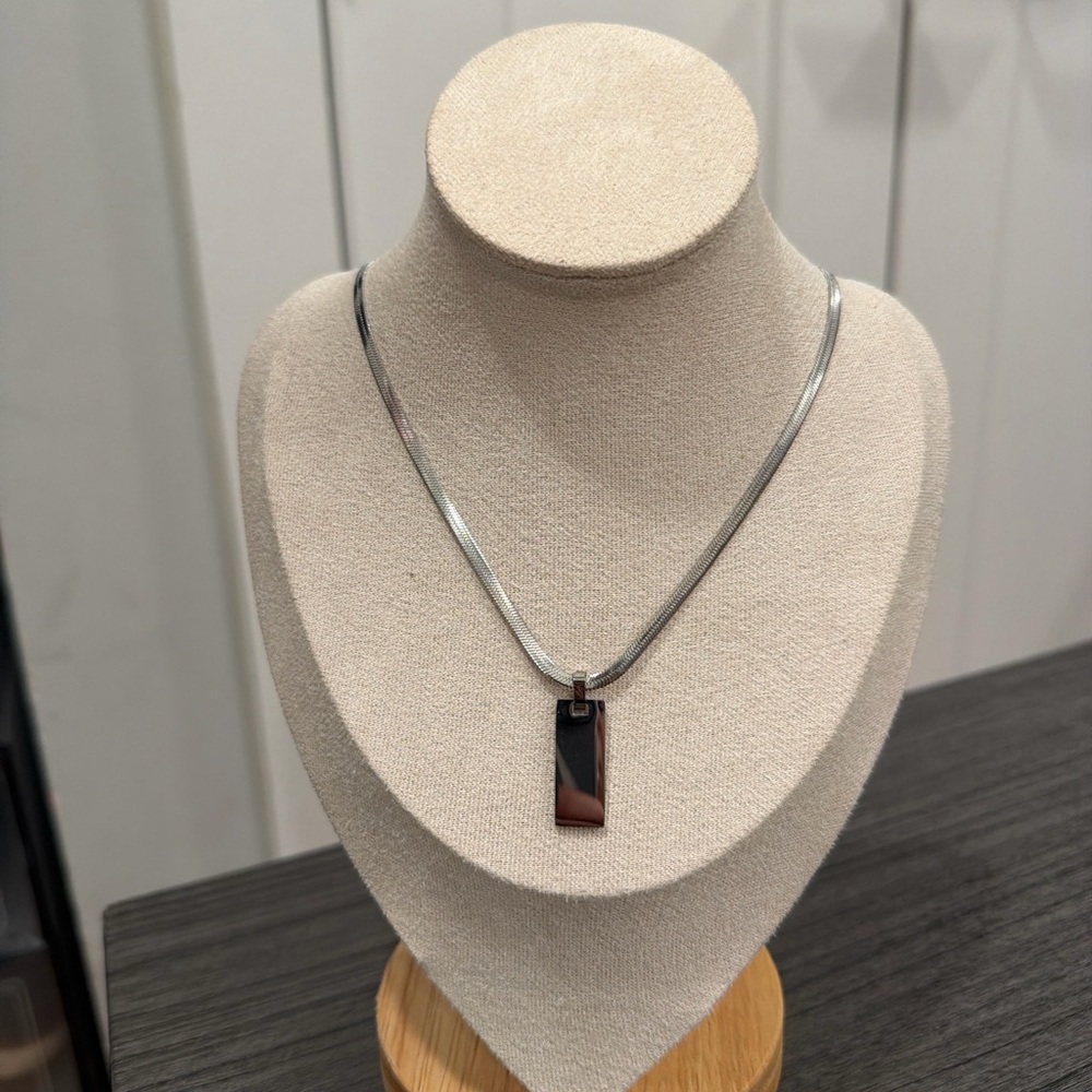 Plunder Silver Necklace with Rectangular Pendant